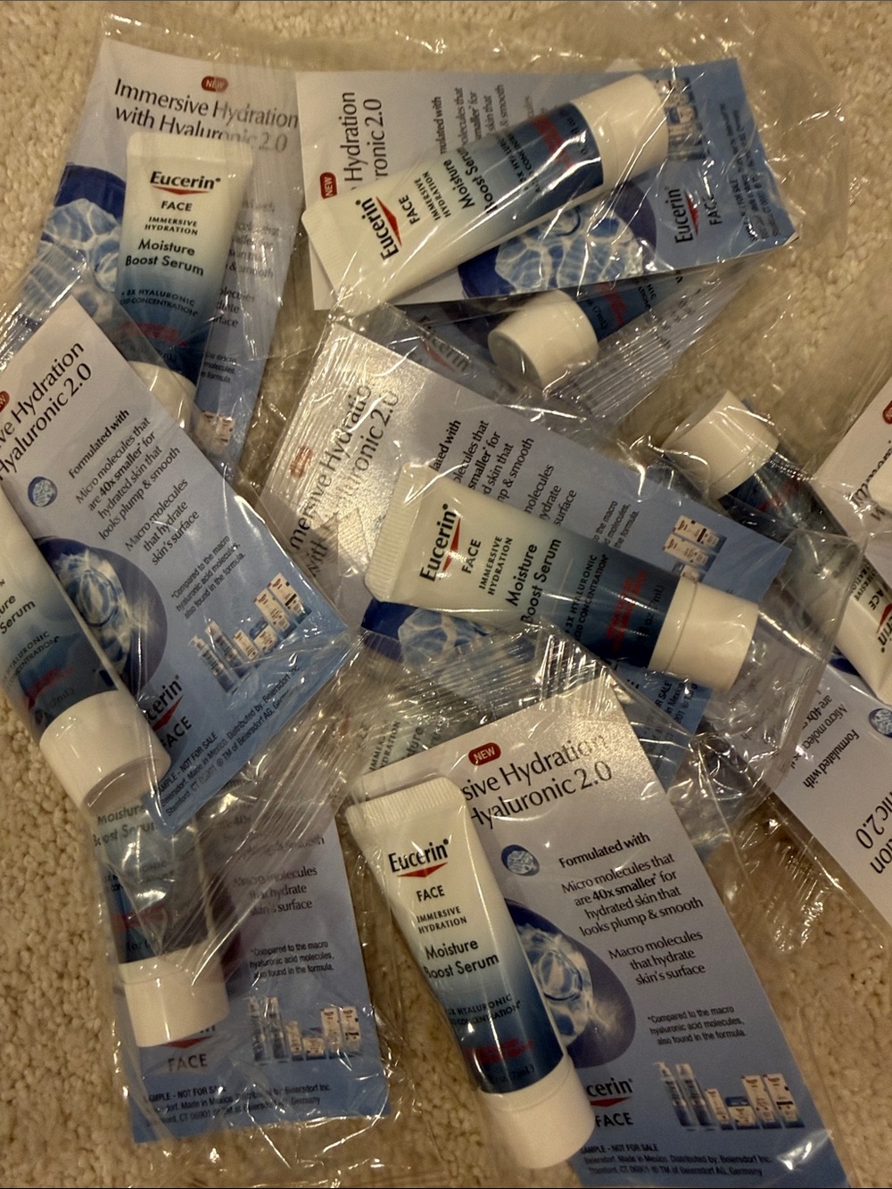 Eucerin Hyaluronic 0.25 Oz. Face Serum Sample Bundle of 10 Equals 2.5 Oz.